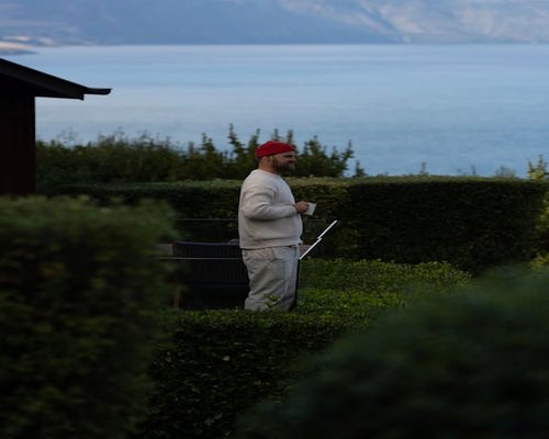 Man enjoying a peaceful morning coffee